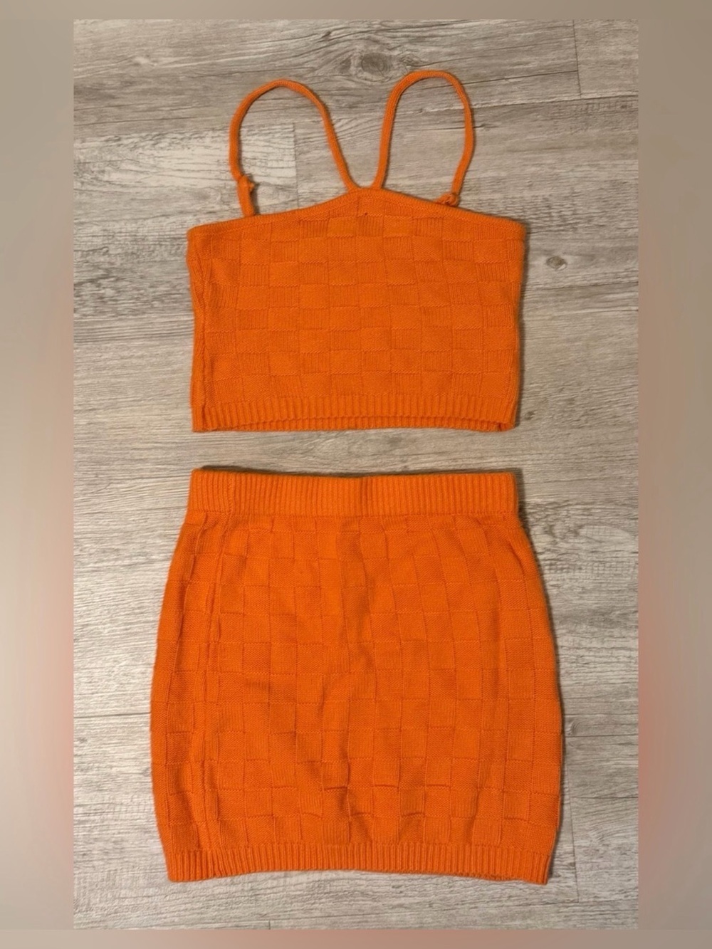 Luige Italy Orange Knit Matching Set | Size M